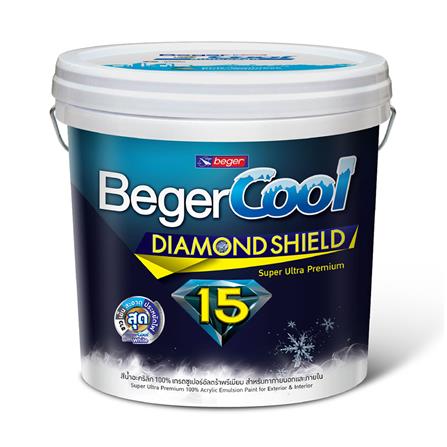 สีน้ำทาภายนอก BEGERCOOL DIAMONDSHIELD 15 #GW-8800 สี SUPER WHITE กึ่งเงา 2.5 แกลลอน_0