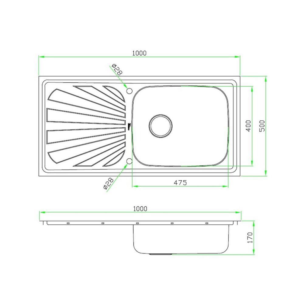 ซิงค์ฝัง 1 หลุม 1 ที่พัก MESTER DSX100 สีเงิน