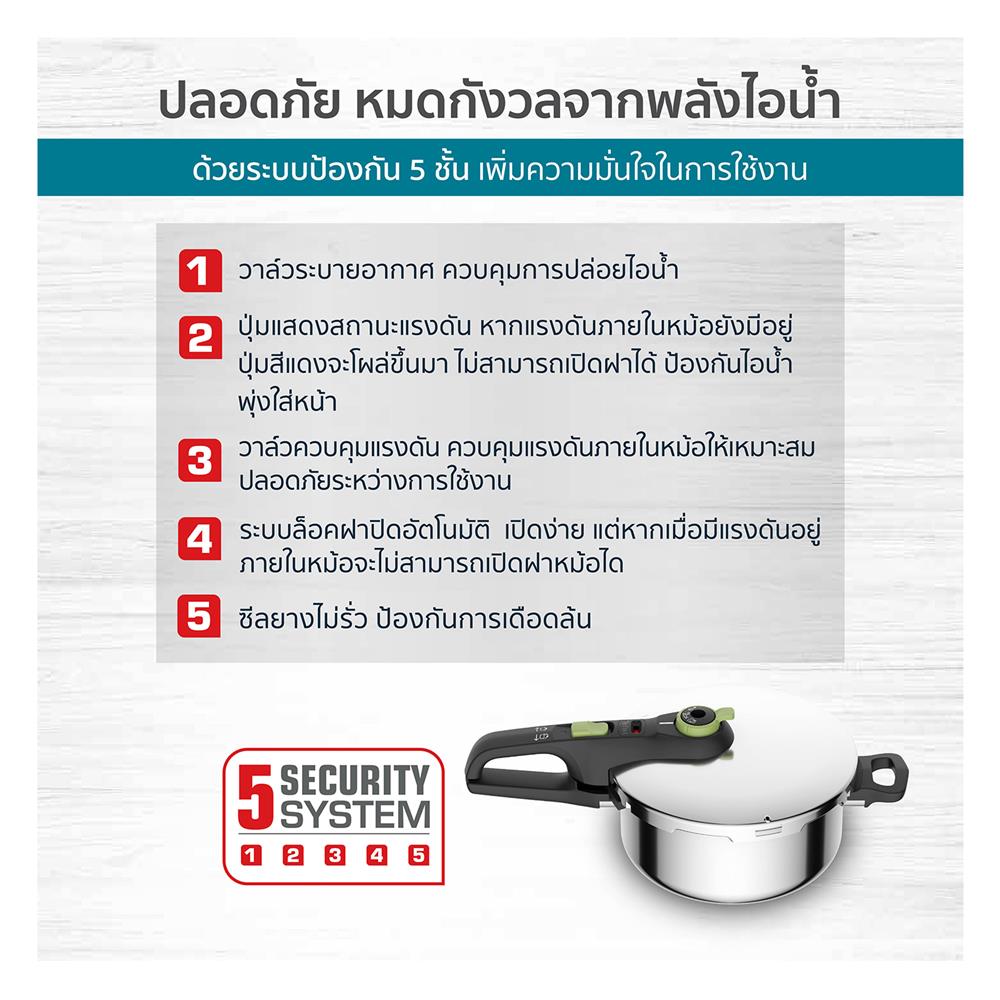 หม้ออัดแรงดัน TEFAL SECURE TRENDY 4 ลิตร