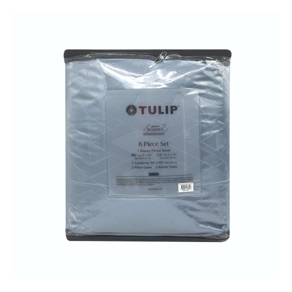 ชุดผ้าปูที่นอน 6 ฟุต 6 ชิ้น TULIP MICRO JQ 02181-TJ007