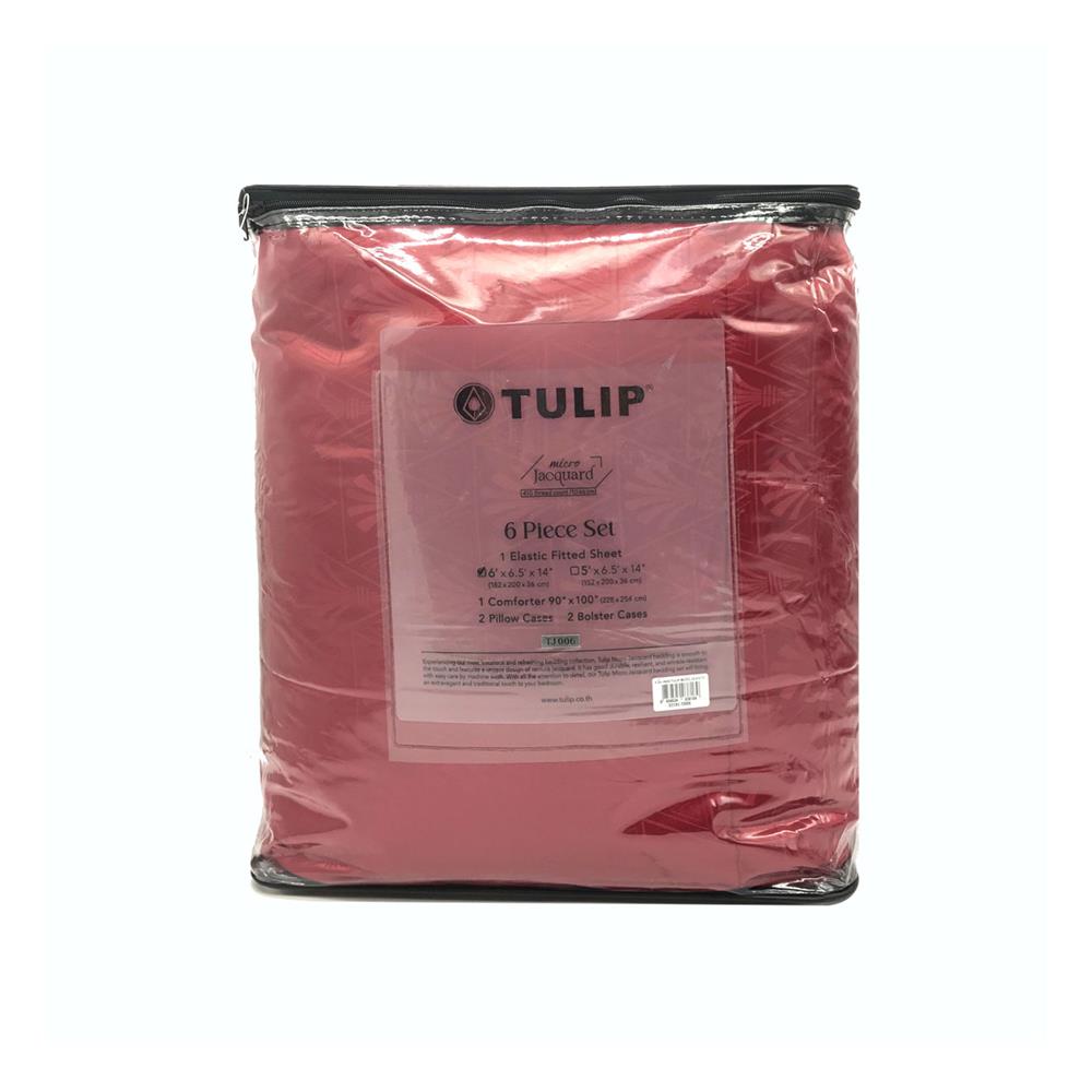 ชุดผ้าปูที่นอน 6 ฟุต 6 ชิ้น TULIP MICRO JQ 02181-TJ006