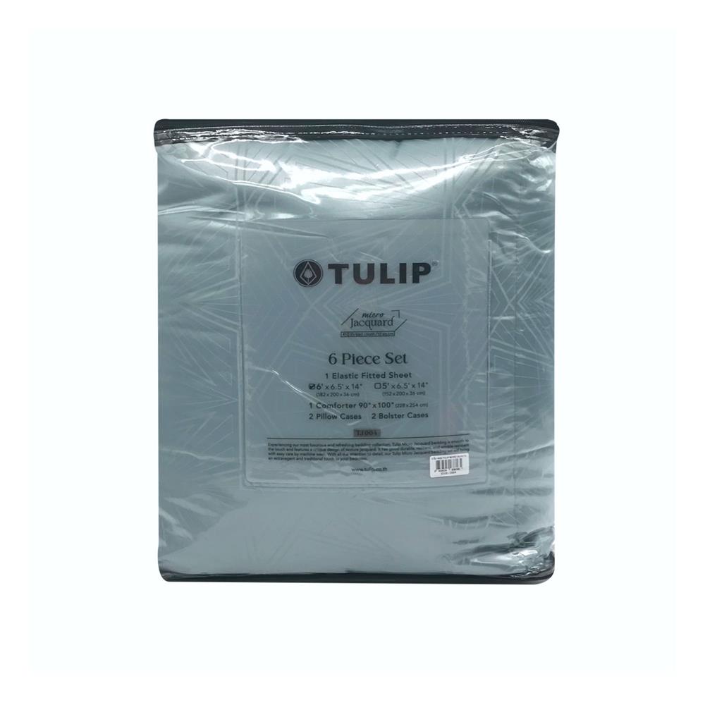 ชุดผ้าปูที่นอน 6 ฟุต 6 ชิ้น TULIP MICRO JQ 02181-TJ004