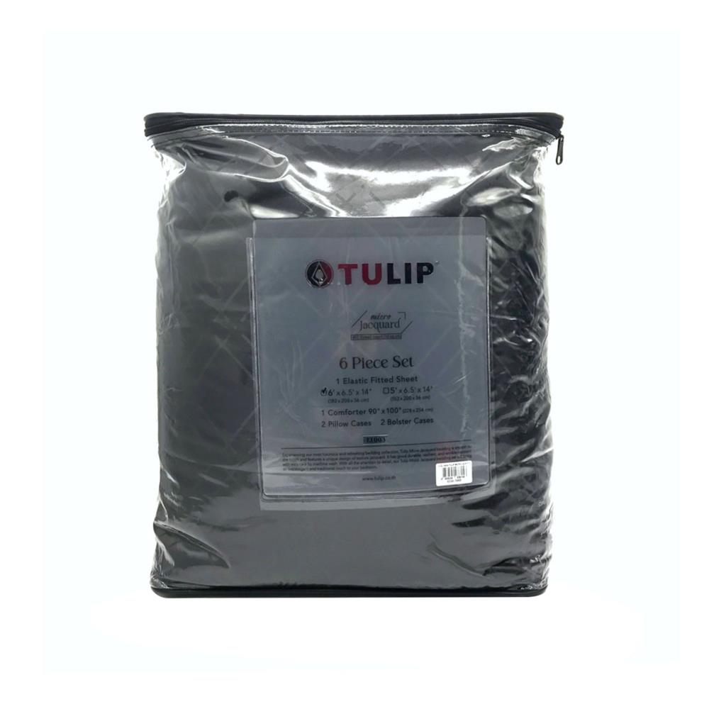 ชุดผ้าปูที่นอน 6 ฟุต 6 ชิ้น TULIP MICRO JQ 02181-TJ003