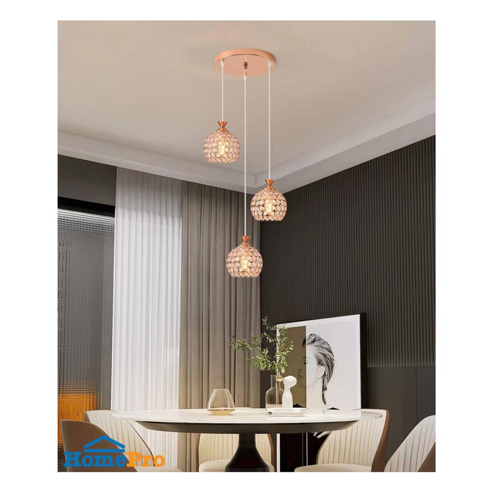 ไฟช่อ NEOLIGHT CS 9008-3 สีขาว/โรสโกลด์ 3 หัว