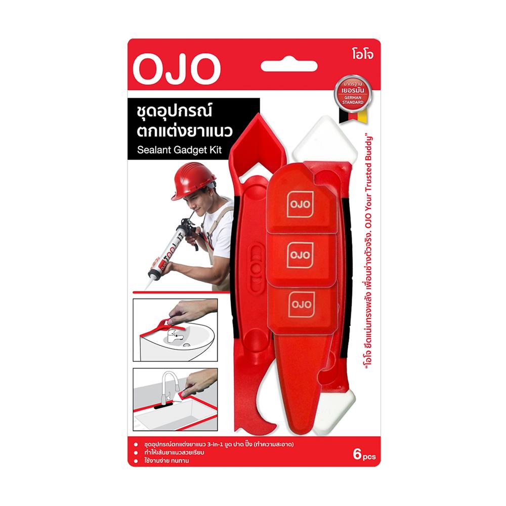 ชุดอุปกรณ์ตกแต่งยาแนว OJO 6 ชิ้น สีแดง