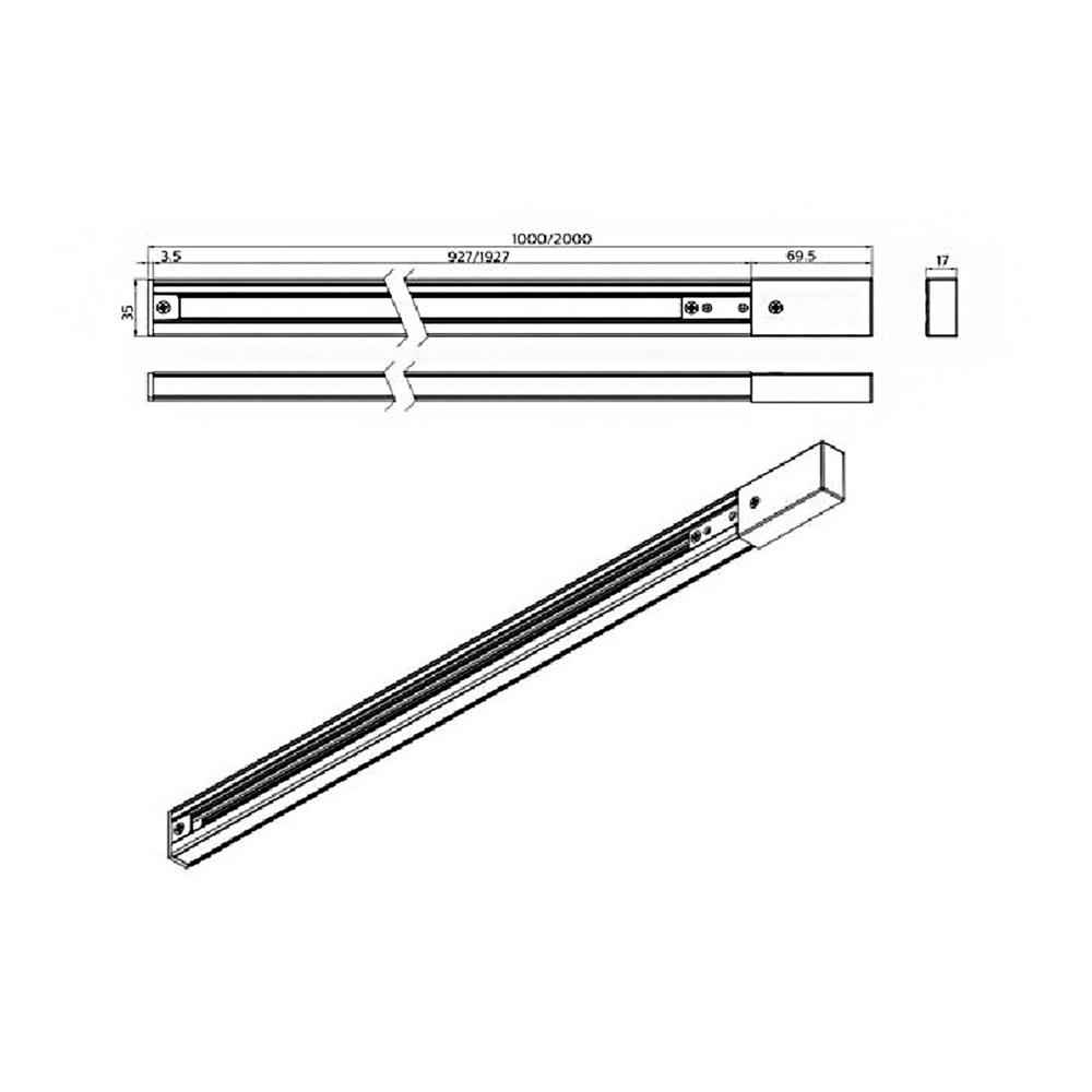 รางไฟแทรกไลท์ PHILIPS RCS033 1 เมตร สีดำ