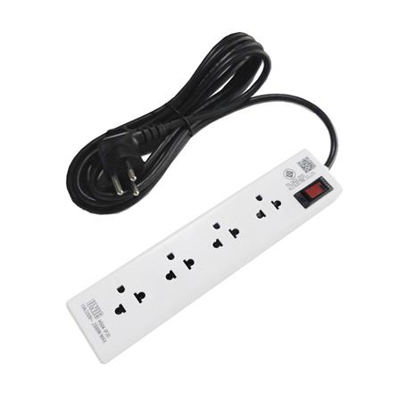 รางปลั๊กไฟหัวปลั๊กงอ 4 ช่อง 1 สวิตซ์ UNIC H504 10 แอมป์ 2300 วัตต์ 3 เมตร สีขาว_1