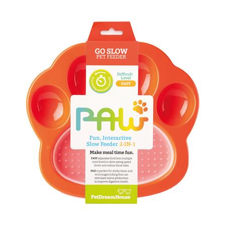 จานอาหารพร้อมแผ่นเลีย PETDREAMHOUSE 2IN1 SMALL SLOW FEEDER & LICK PAD สีส้ม_0