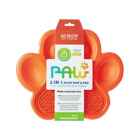 จานอาหารพร้อมแผ่นเลีย PETDREAMHOUSE 2IN1 SLOW FEEDER & LICK PAD สีส้ม_0