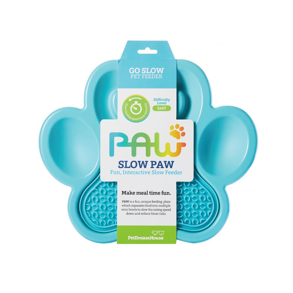 จานอาหารพร้อมแผ่นเลีย PETDREAMHOUSE 2IN1 SLOW FEEDER & LICK PAD สีฟ้า