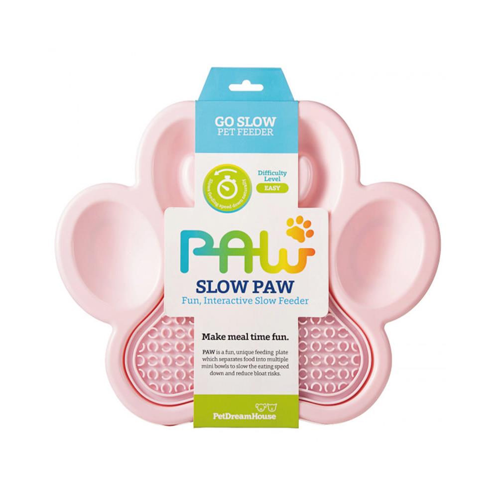 จานอาหารพร้อมแผ่นเลีย PETDREAMHOUSE 2IN1 SLOW FEEDER & LICK PAD สีชมพู