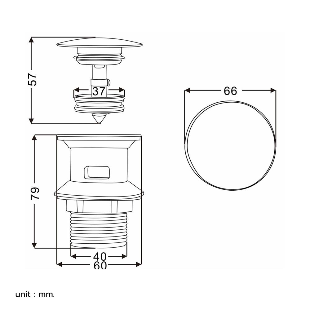 สะดืออ่างล้างหน้าแบบกด RASLAND RA POP-BLK สีดำ
