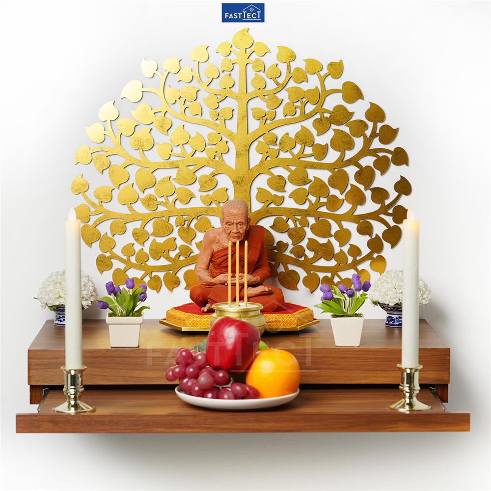 แผ่นฉลุโพธิ์ทองติดผนังทรงพุ่ม FASTTECT POH-L สีทอง