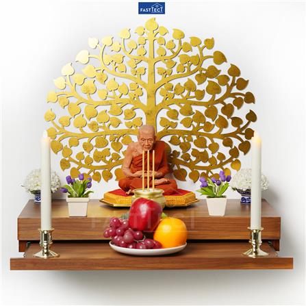 แผ่นฉลุโพธิ์ทองติดผนังทรงพุ่ม FASTTECT POH-L สีทอง_1