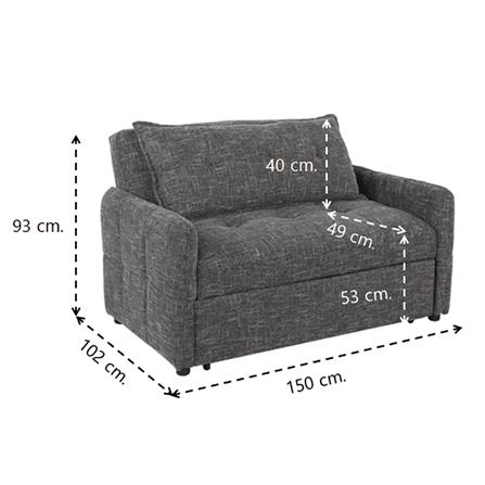 โซฟาเบด 2 ที่นั่ง SB FURNITURE UNNA 2 สีดำ_5