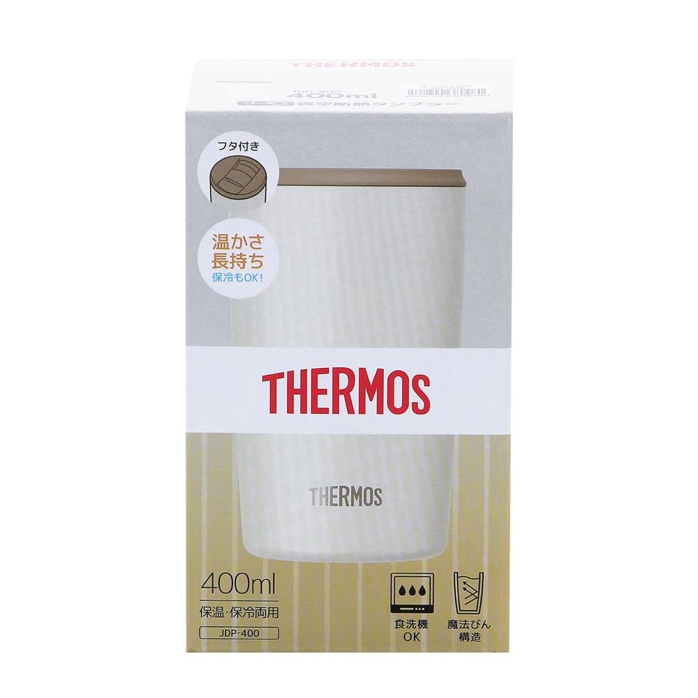 ถ้วยน้ำสุญญากาศพร้อมฝา THERMOS JDP-400 0.4 ลิตร สีขาว