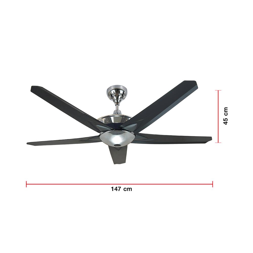 พัดลมไม่มีโคมไฟ CARINI CN01-58N ABK 58 นิ้ว 5 ใบพัด สีเงิน/ดำ