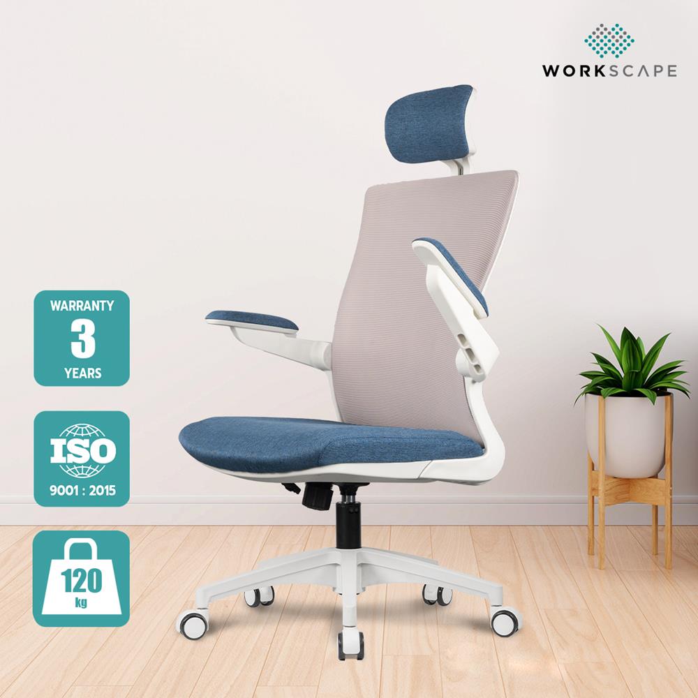 D.I.Y. เก้าอี้สุขภาพ WORKSCAPE LUNA SEA WCH-00005 สีขาว-น้ำเงิน