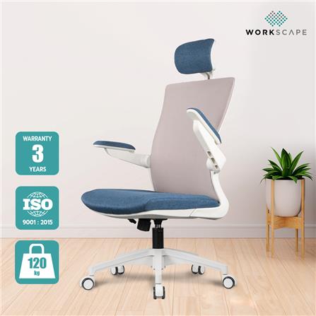 D.I.Y. เก้าอี้สุขภาพ WORKSCAPE LUNA SEA WCH-00005 สีขาว-น้ำเงิน_5