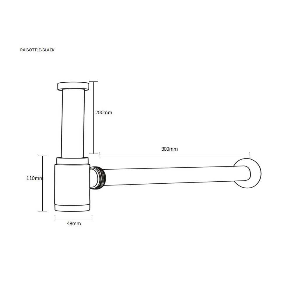 ท่อน้ำทิ้งอ่างล้างหน้ากระปุก RASLAND RA BOTTLE-BLACK 30 ซม.