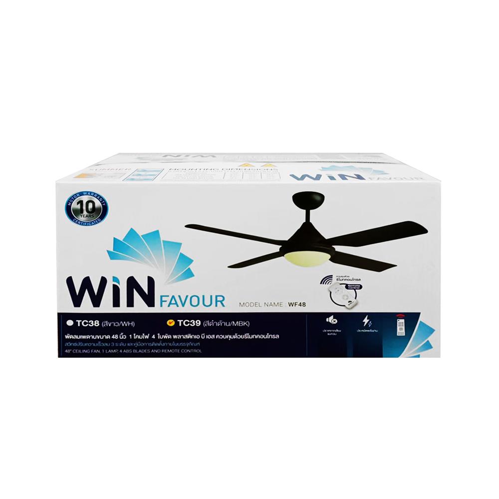 พัดลมโคมไฟ LED WINFAVOUR TC39 WF48 24 วัตต์ DAYLIGHT WARMWHITE COOLWHITE 48 นิ้ว สีดำ