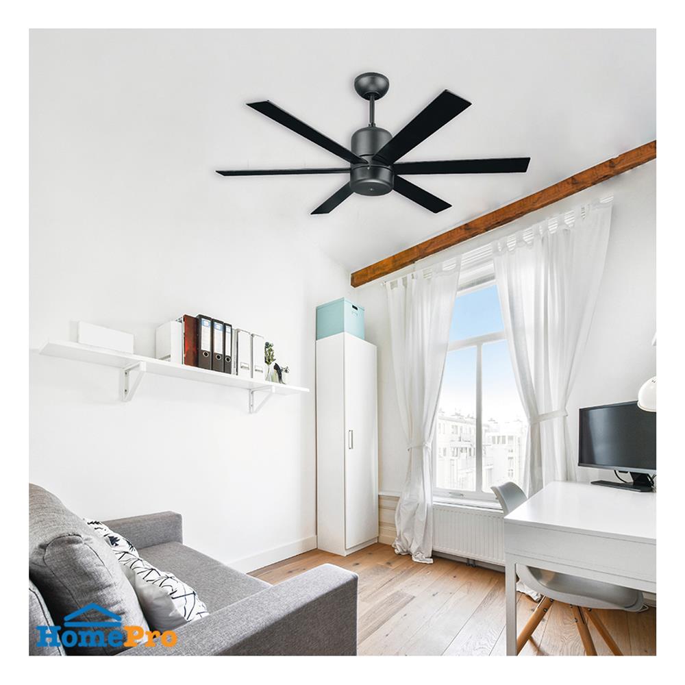 พัดลมไม่มีโคมไฟ CARINI CN648-BK+RC 48 นิ้ว 6 ใบพัด สีดำ