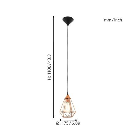 ไฟช่อ EGLO TARBES 94193 สีทองแดง 1 หัว_2