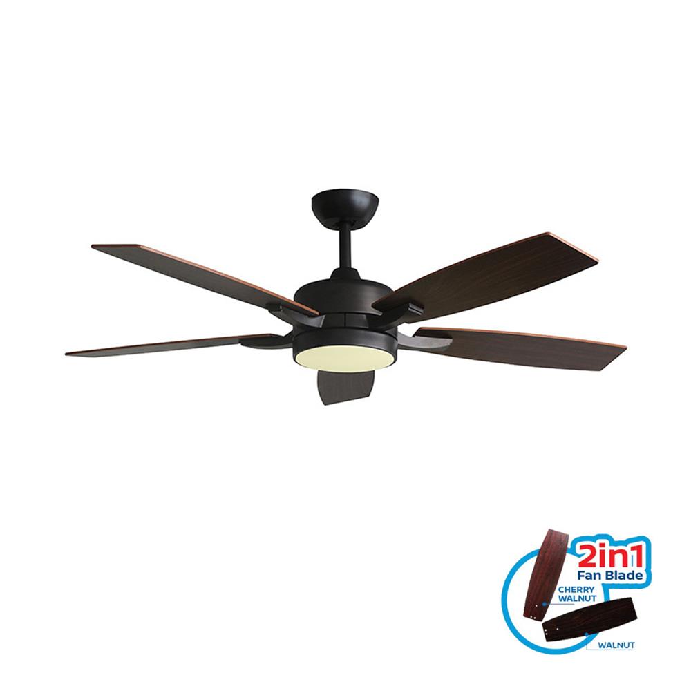 พัดลมโคมไฟ LED WINFAVOUR DC58 WFDC52 ORB+G 24 วัตต์ DAYLIGHT WARMWHITE COOLWHITE 52 นิ้ว สีดำ/น้ำตาล