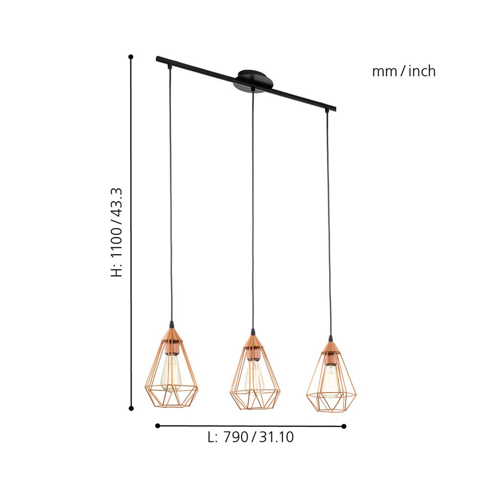 ไฟช่อ EGLO TARBES 94195 สีทองแดง 3 หัว