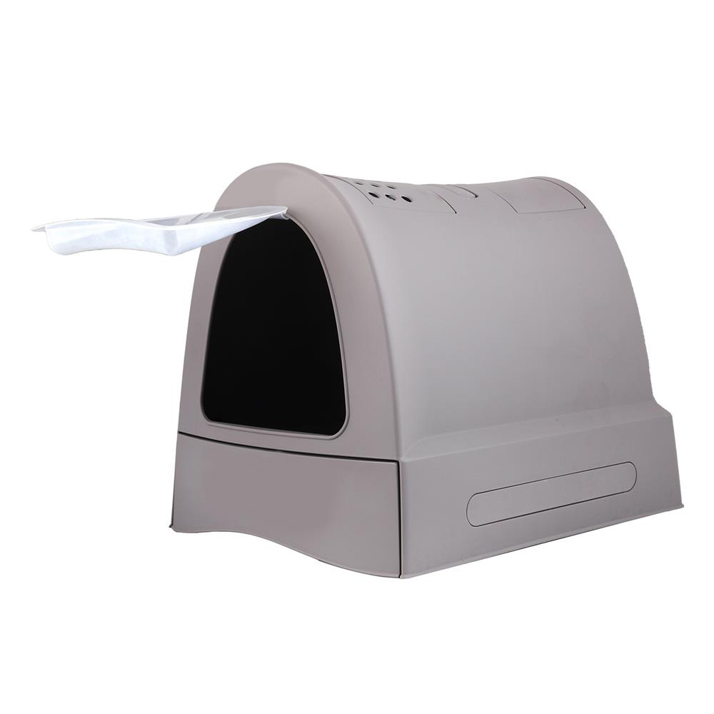 ห้องน้ำแมวแบบโดมมีลิ้นชัก IMAC สีเทา