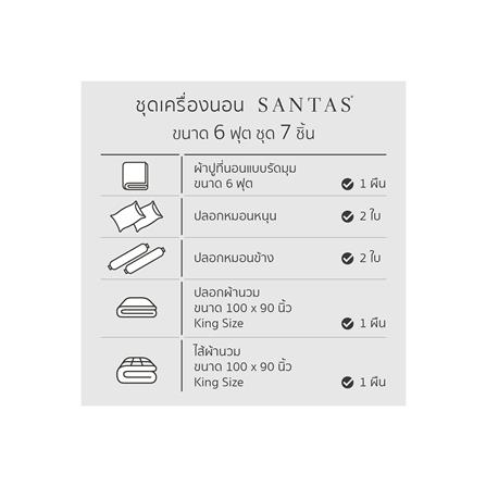 ชุดผ้าปูที่นอน 6 ฟุต 7 ชิ้น SANTAS ALPHA GR_7