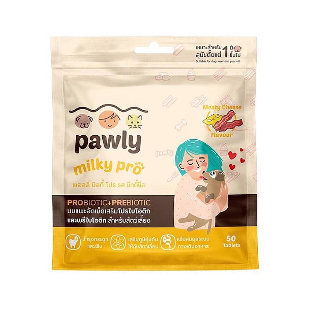 ขนมสุนัข PAWLY MILKY PRO รสมีตตี้ชีส 80 ก.