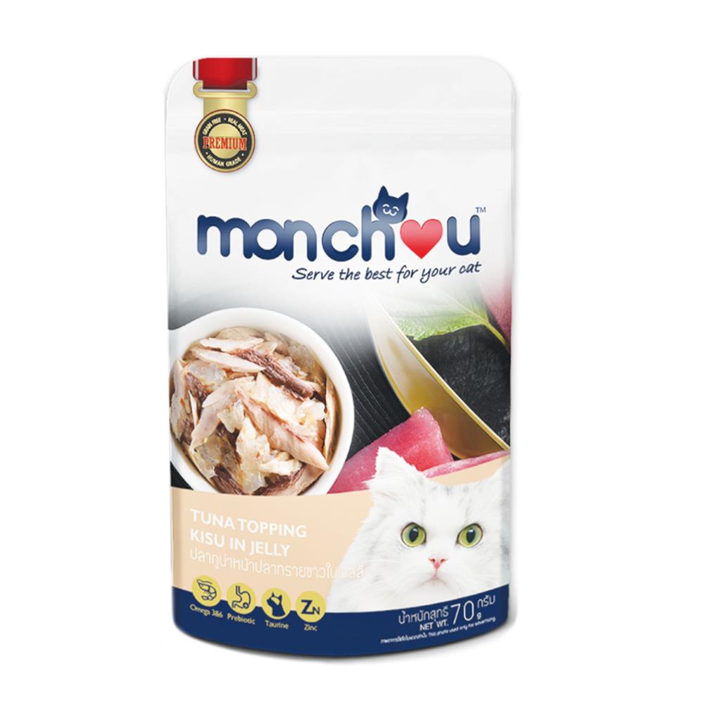อาหารเปียกแมว MONCHOU TUNA TOPPING KISU IN JELLY 70 ก.