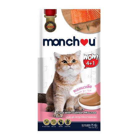 ขนมแมวเลีย MONCHOU TUNA WITH SALMON แพ็ก 5 ชิ้น_0