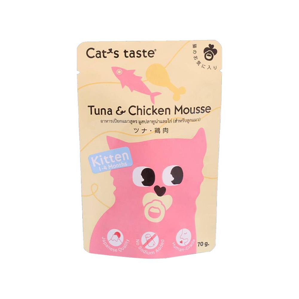 อาหารเปียกแมว CATS TASTE KITTENS TUNA AND CHICKEN MOUSSE 70 ก.