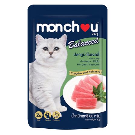 อาหารเปียกแมว MONCHOU ปลาทูน่าในเจลลี่ 80 ก._0