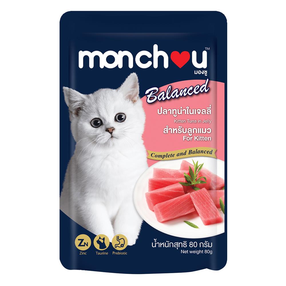 อาหารเปียกแมว MONCHOU KITTEN TUNA IN JELLY 80 ก.