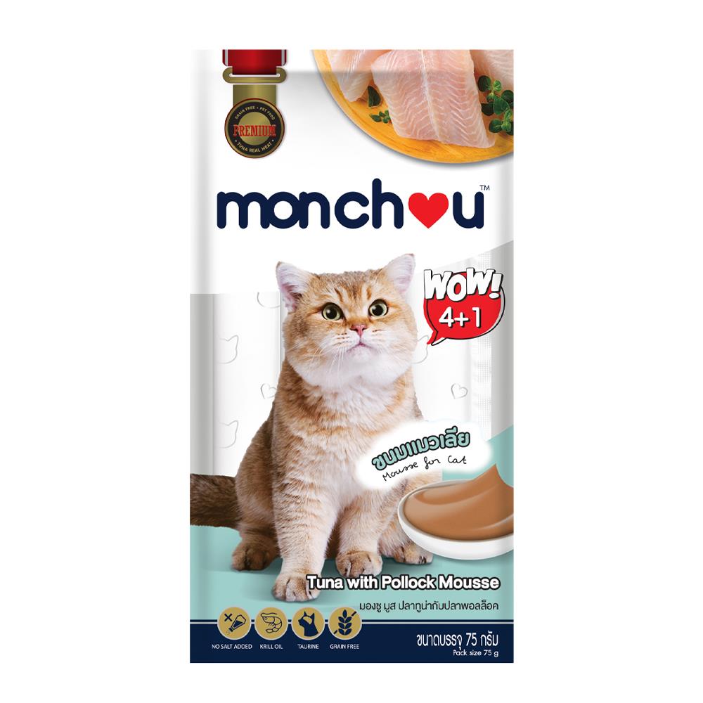 ขนมแมวเลีย MONCHOU TUNA WITH POLLOCK แพ็ก 5 ชิ้น