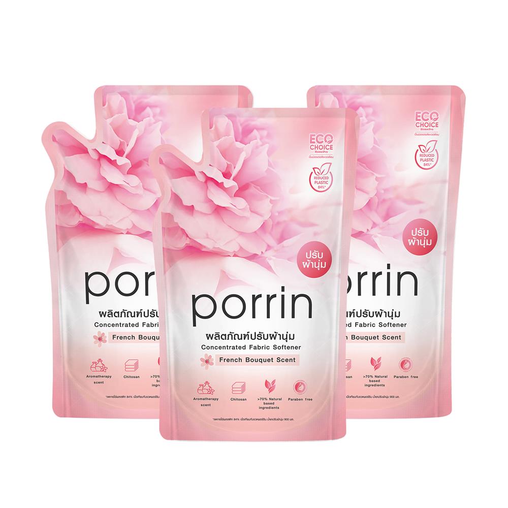 รีฟิลน้ำยาปรับผ้านุ่ม PORRIN 580 มล. FRENCH BOUQUET แพ็ก 3 ชิ้น