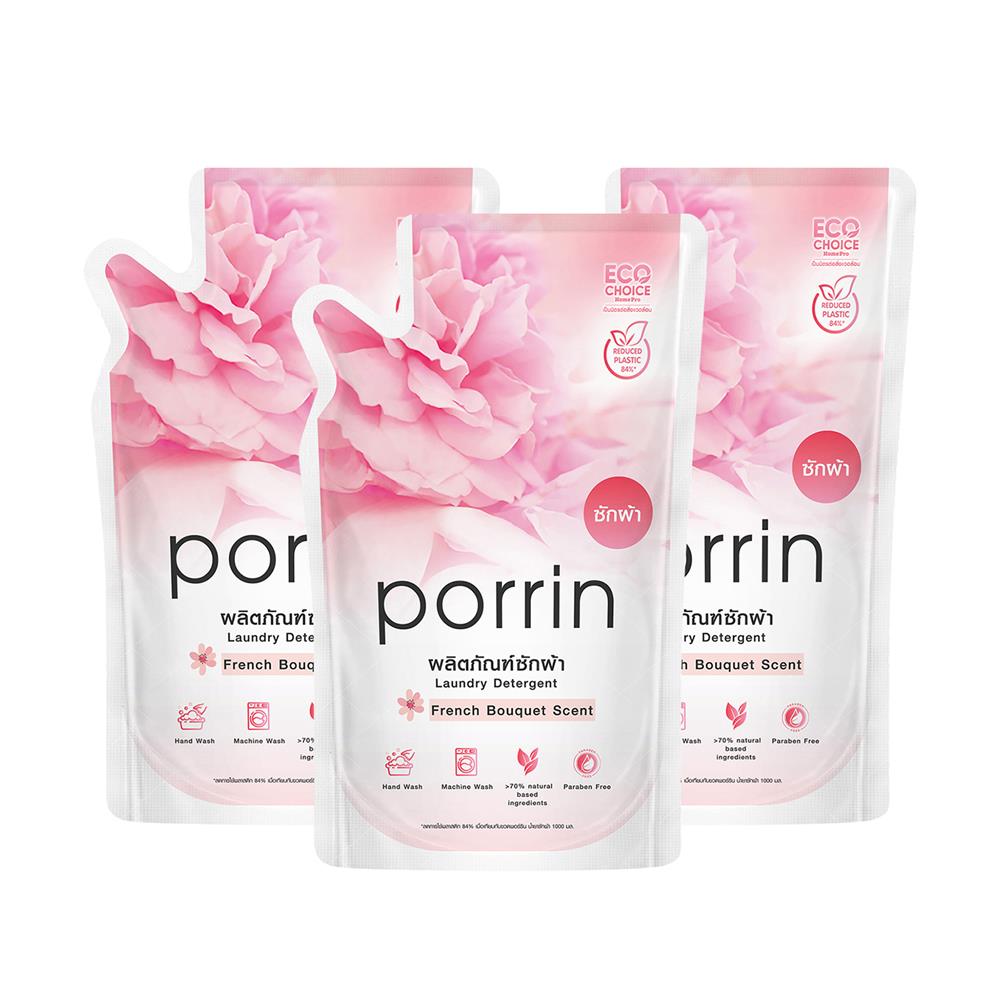 รีฟิลน้ำยาซักผ้า PORRIN 580 มล. FRENCH BOUQUET แพ็ก 3 ชิ้น