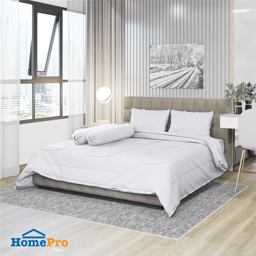 ชุดผ้าปูที่นอน 6 ฟุต 6 ชิ้น HOME LIVING STYLE CLINIC สีขาว_1