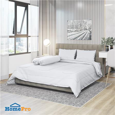 ชุดผ้าปูที่นอน 6 ฟุต 6 ชิ้น HOME LIVING STYLE CLINIC สีขาว_0