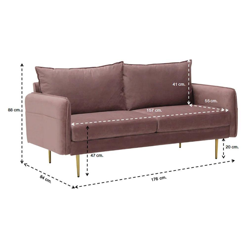 โซฟา 3 ที่นั่ง SB FURNITURE MINDCRAFT สีชมพู