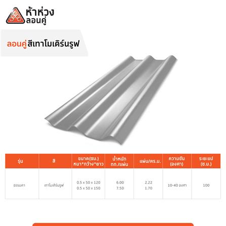 กระเบื้องหลังคาลอนคู่ ห้าห่วง 0.5x50x120 ซม. สีเทาโมเดิร์น รูฟ_3