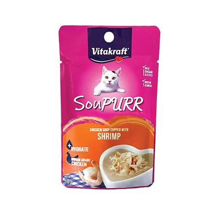 น้ำซุปสำหรับแมว VITAKRAFT SOUPURR CHICKEN SOUP TOPPED WITH SHRIMP 50 ก.