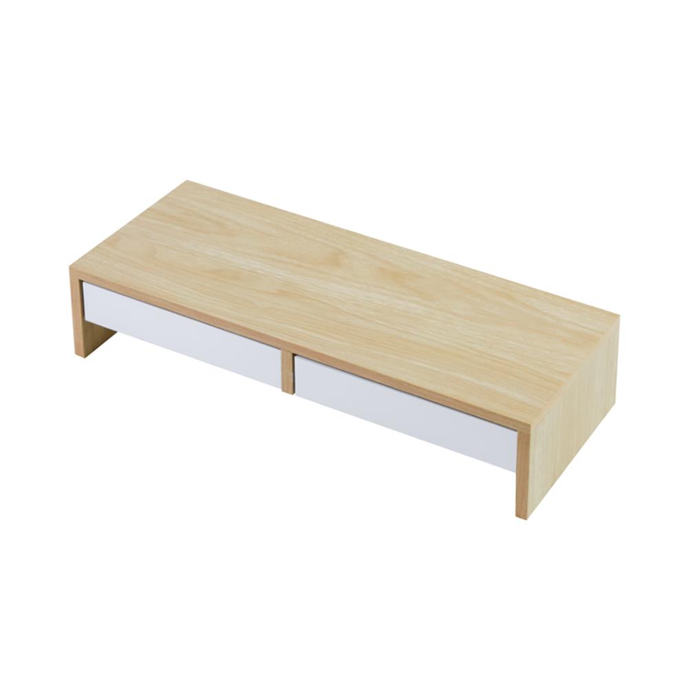 ชั้นวางจอคอม 2 ลิ้นชัก FASTTECT MINIMAL MD2-2050 สีเมเปิ้ล-ขาว