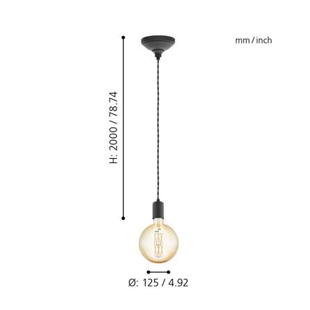 ไฟช่อ EGLO MD YORTH 32536 โลหะ สีดำ 1 หัว_2