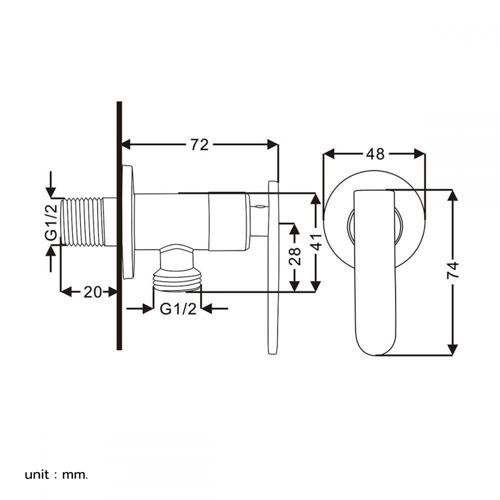 วาล์วฝักบัว 1 ทาง BEN BN 8899-VALVE สีสเตนเลส
