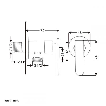 วาล์วฝักบัว 1 ทาง BEN BN 8899-VALVE สีสเตนเลส_3