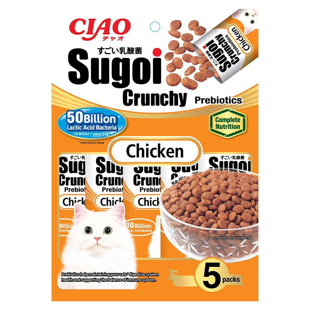 ขนมแมว CIAO SUGOI CRUNCHY PLUS PREBIOTICS CHICKEN 22 ก. แพ็ก 5 ชิ้น
